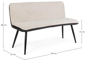 Canapea cu 2 locuri bej din stofa si metal, 142 cm, Louis Bizzotto