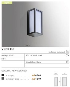 Aplica de perete exterior moderna IP54 VENETO gri inchis