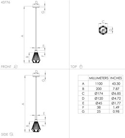 Lustră pe cablu ADWICKLE 1xE27/40W/230V Eglo 43776