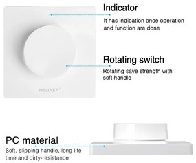 Variator de perete pentru banda LED, compatibil cu banda led monocolora si CCT, montaj aplicat, alb,MiBoxer Milight