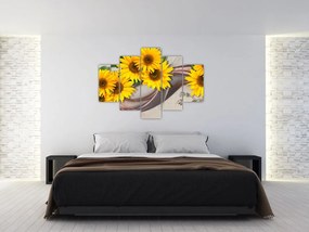 Tablou - Flori strălucitoare de floare soarelui (150x105 cm)