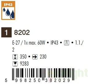 Aplica de perete exterior IP43, down light, negru Velence 8202 RX