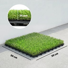 Outsunny Gazon sintetic din 22 piese Covor gazon artificial 30x30 cm cu înălțimea ierbii 25 mm drenaj automat verde | Aosom Romania