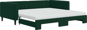 vidaXL Pat de zi cu extensie și saltele verde închis 100x200cm catifea