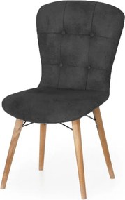 Scaun living tapitat negru-nuc Beluga Homs