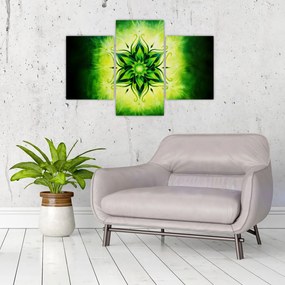 Tablou - Mandala de flori, fundal verde (90x60 cm)