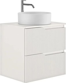 Set dulap baza suspendat Gala Canaletto 2 sertare 60 cm cu blat finisaj alb mat