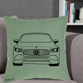 Perna Personalizata Mercedes-Benz Fata Linie, 40x40 cm, Verde, Husa Detasabila, Perna Inclusa, BEKZ®