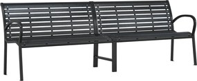 vidaXL Bancă dublă de grădină, negru, 231 cm, oțel și WPC
