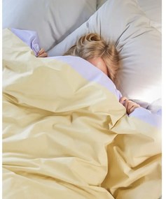 Lenjerie de pat albă/bej din bumbac pentru pat de o persoană 140x200 cm Block – Hübsch