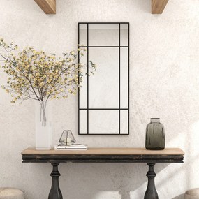 HOMCOM Oglindă de Perete Stil Fereastră Montaj Vertical Orizontal 110x50cm Negru | Aosom Romania