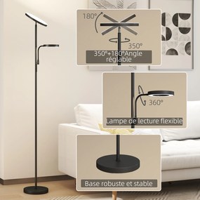 HOMCOM Lampadar LED 42W reglabil 2700K-6500K 4 culori variere continua, 4 moduri scena, telecomanda si control tactil | Aosom Romania