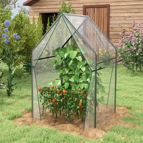 Outsunny Mini Sera Portabila 90x90x145cm cu 2 Usi cu Fermoar Transparent pentru Interior Exterior | Aosom Romania