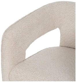 Fotoliu bej cu tapițerie din țesătură bouclé – Ixia