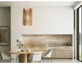 Pendul din lemn masiv pe cablu, 1xE27/60W/230V, diametru 38 cm, frasin/lemn de cauciuc