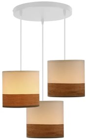 Lustră pe cablu BIANCO 3xE27/40W/230V alb/maro