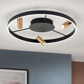 Lustra LED aplicata cu 3 spoturi BERLIN negru/auriu