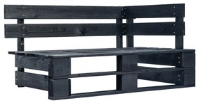 3066725 vidaXL Set mobilier paleți cu perne, 4 piese, negru, lemn pin tratat