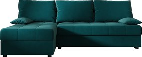 Coltar extensibil de colt VENORIA SLIM, petrol, reversibil, 200x143 cm + 2 perne GRATUIT