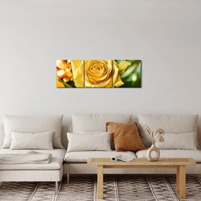 Tablou cu trandafir (cu ceas) (90x30 cm)