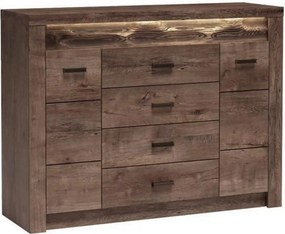 Comoda INDIANAPOLIS I7, frasin inchis, PAL laminat, cu 4 sertare, 2 us