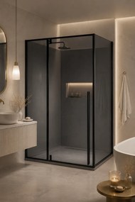Cabina dus HYDRA 80x120 dreptunghiulara, geam fumuriu securizat 8 mm, profil negru mat