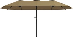 Outsunny Umbrelă Dublă 4x2,2 m Umbrelă Terasă Exterioară cu Manivelă Manuală Impermeabilă și Protecție UV30+ Cafeniu | Aosom Romania