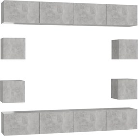vidaXL Set dulapuri TV, 8 piese, gri beton, lemn prelucrat