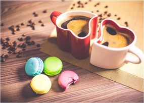 Tablou pe sticlă cu cafea și macarooni (70x50 cm)