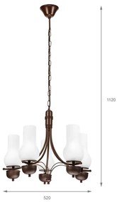 Brilagi - COTTAGE LED lustr 5xE14/40W/230V, stejar/alb, pe lanț