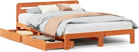 vidaXL Cadru de pat fără saltea, maro ceruit 140x200 cm lemn masiv pin