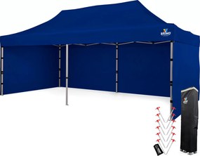 Cort de nuntă 3x6 m din aluminiu – Elegant și de montare rapidă - cu 3 pereți - Albastru