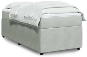 vidaXL Pat box spring cu saltea, gri deschis, 100x200 cm, catifea