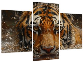 Tablou - Portret de tigru în apă (90x60 cm)