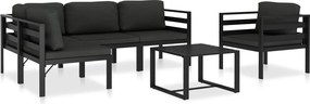 vidaXL Set mobilier de grădină cu perne, 6 piese, antracit, aluminiu