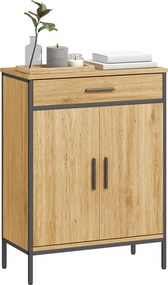 HOMCOM Dulap pentru baie, rafturi pe două niveluri, sertar mare, stil industrial, aspect stejar | Aosom Romania