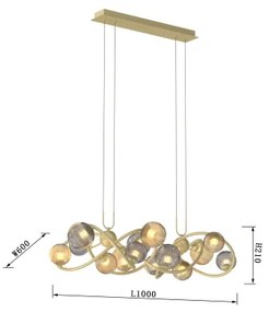 Lustră LED pe cablu METZ Wofi 7015-1404 14xG9/3,5W/230V auriu/gri