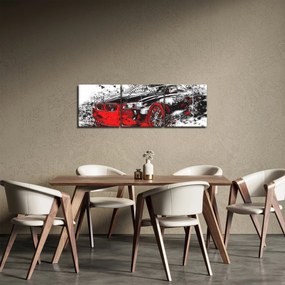 Tablou - Mașina pictată în acțiune (cu ceas) (90x30 cm)