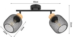 Brilagi - Spot de iluminat BASKLITE 2xE27/15W/230V lemn de cauciuc/negru