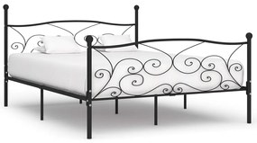 284460 vidaXL Cadru de pat cu bază din șipci, negru, 200 x 200 cm, metal