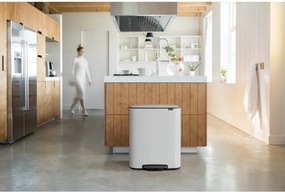 Cos de gunoi Brabantia Bo Pedal 1003188, 2x30 L, Inchidere lina, Baza antiderapanta, Alb