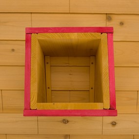 Căsuţă de grădină din lemn pentru copii natural / alb / albastru / roşu, AVILO