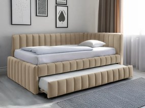 Pat tapitat COMFINO VELVET cu pat suplimentar 120x200 cm, crem