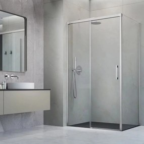 Cabina de dus dreptunghiulara cu usa glisanta Radaway Idea KDJ 100x80 cm finisaj nichel periat-transparent stanga