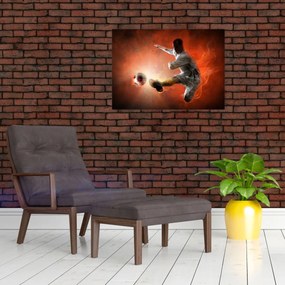 Tablou pe sticlă - Fotbalistul (70x50 cm)