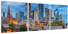 Tablou cu orașul Melbourne (cu ceas) (90x30 cm)