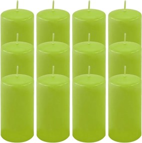 Set de lumânări pilon, 11,5 cm, Ø 6 cm, verde deschis, 12 bu