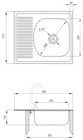 Chiuveta bucatarie inox cu picurator crom satin Deante Techno 113 SATIN