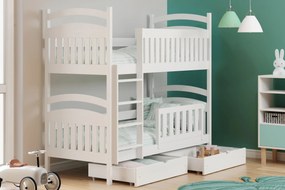 Pat supraetajat din lemn Amely 80x180 - culoare alb