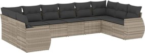 vidaXL Set canapele de grădină cu perne 10 piese gri deschis poliratan